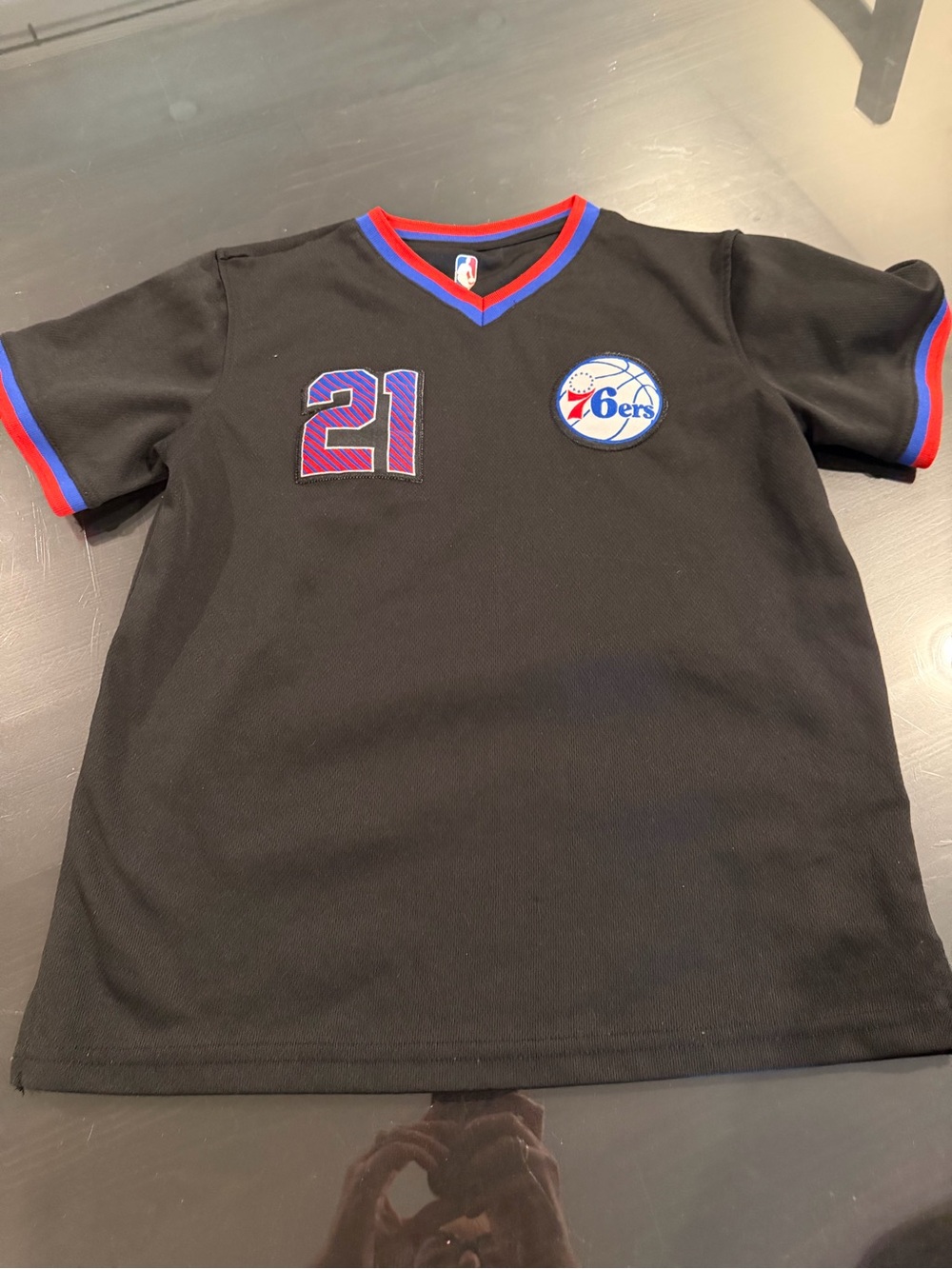 Philadelphia 76ers Kids Black #21 Short Sleeve Jersey Tee